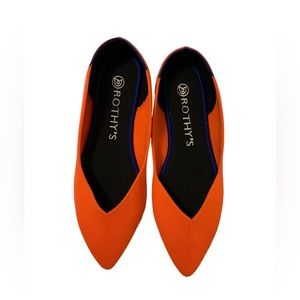 Rothy’s Orange Pointed-Toe Flats, Flame Red Orange, size 5.5